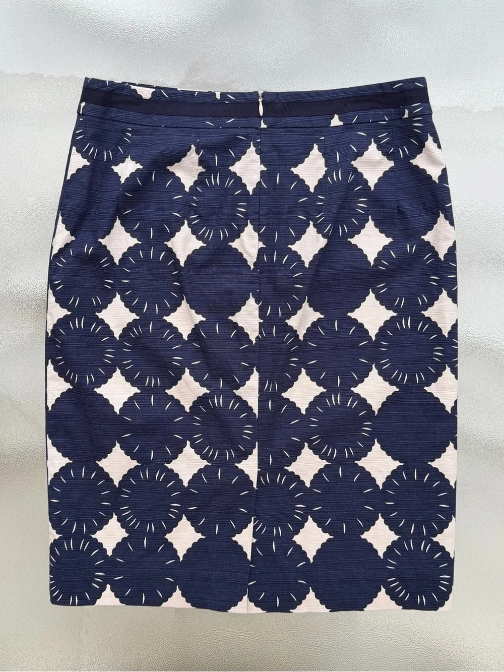 Boden Navy and White Floral Geometric Pencil Skirt